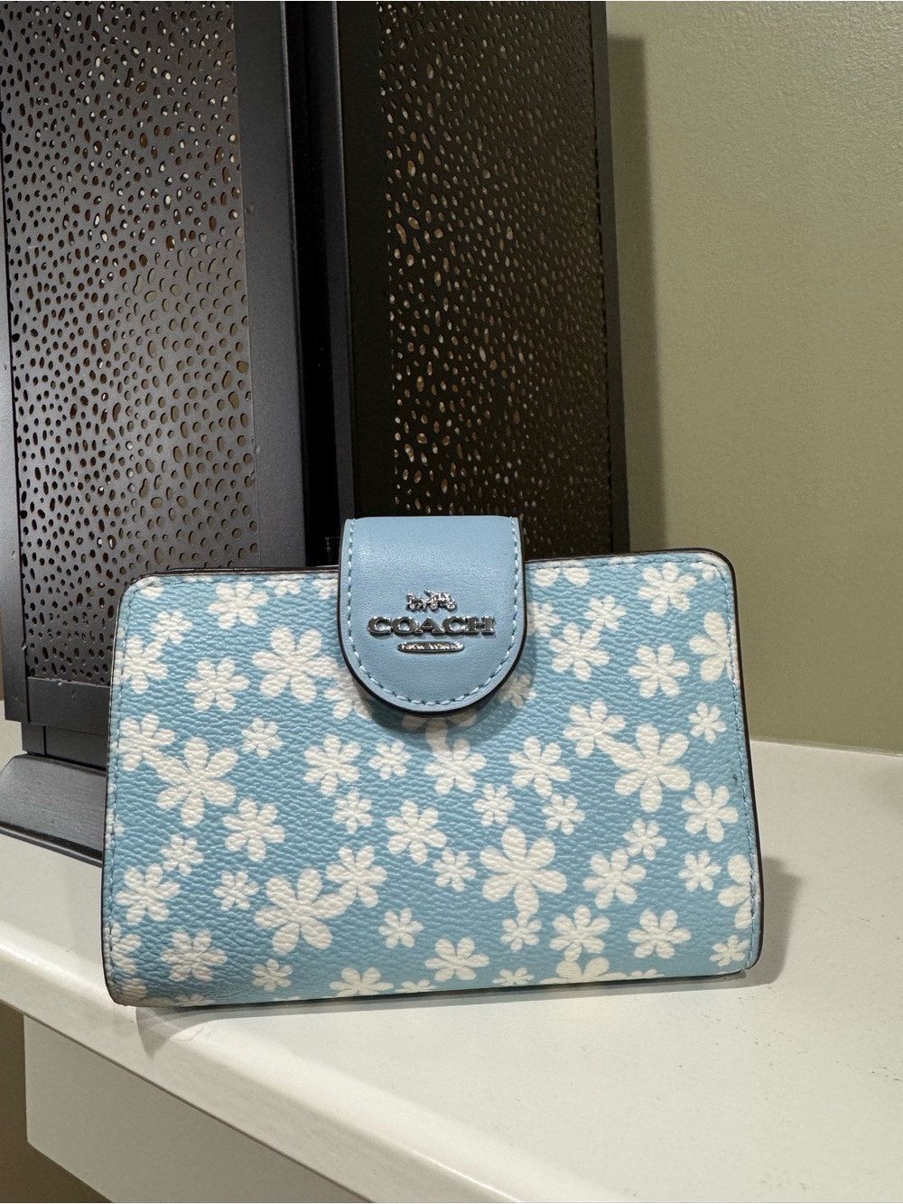 Coach Light Blue Floral Wallet NWT